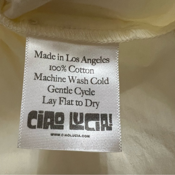 Ciao Lucia Raphaela Square Neck Smocked Top Cream Size Large Cotton Long Sleeve - Picture 6 of 8